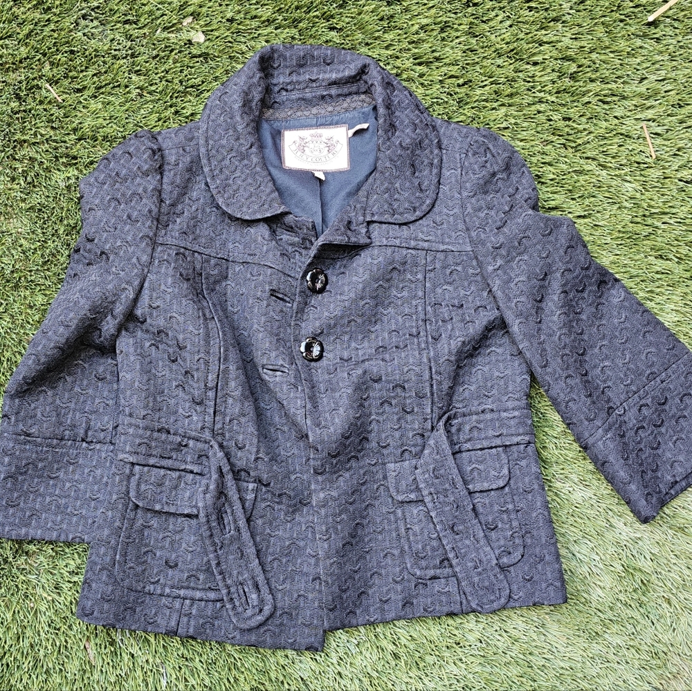 Juicy Couture Ruffle Trim Coat Black